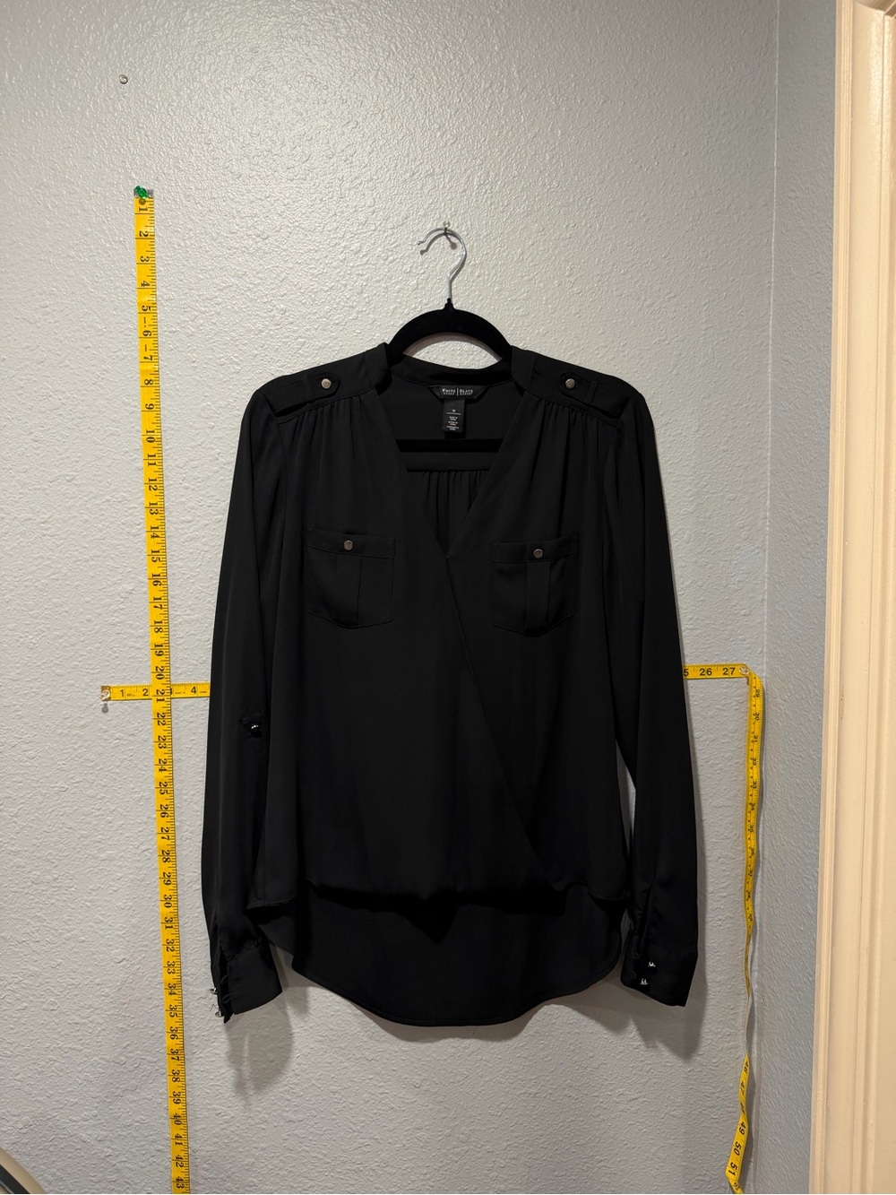 White House Black Market Black Utility Blouse Size 10